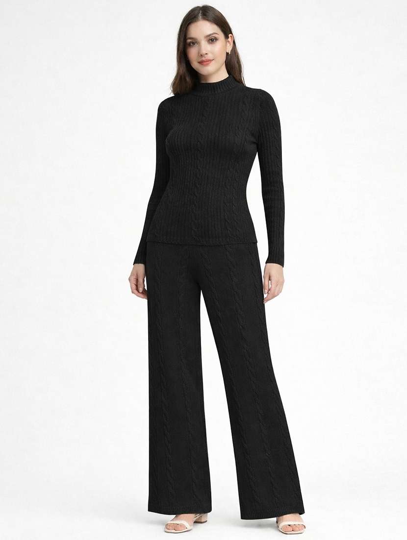 women solid winter wear co-ord set