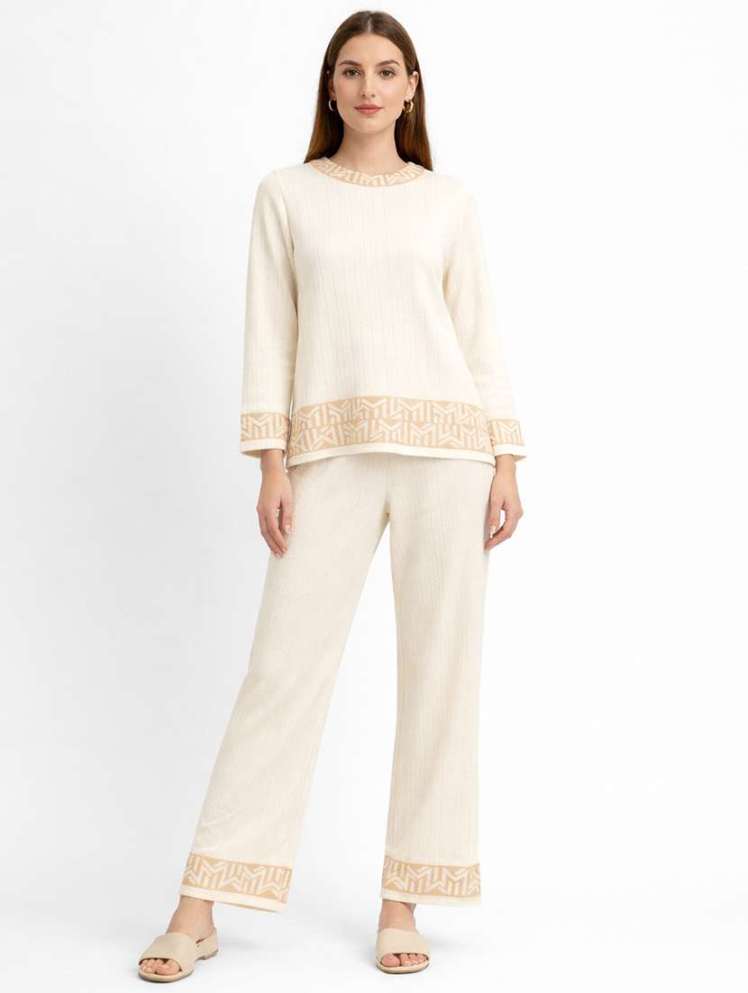 women solid winter wear co-ord set