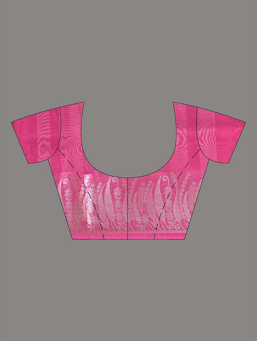 women solid with bordered saree with blouse - 22312725 -  Standard Image - 5