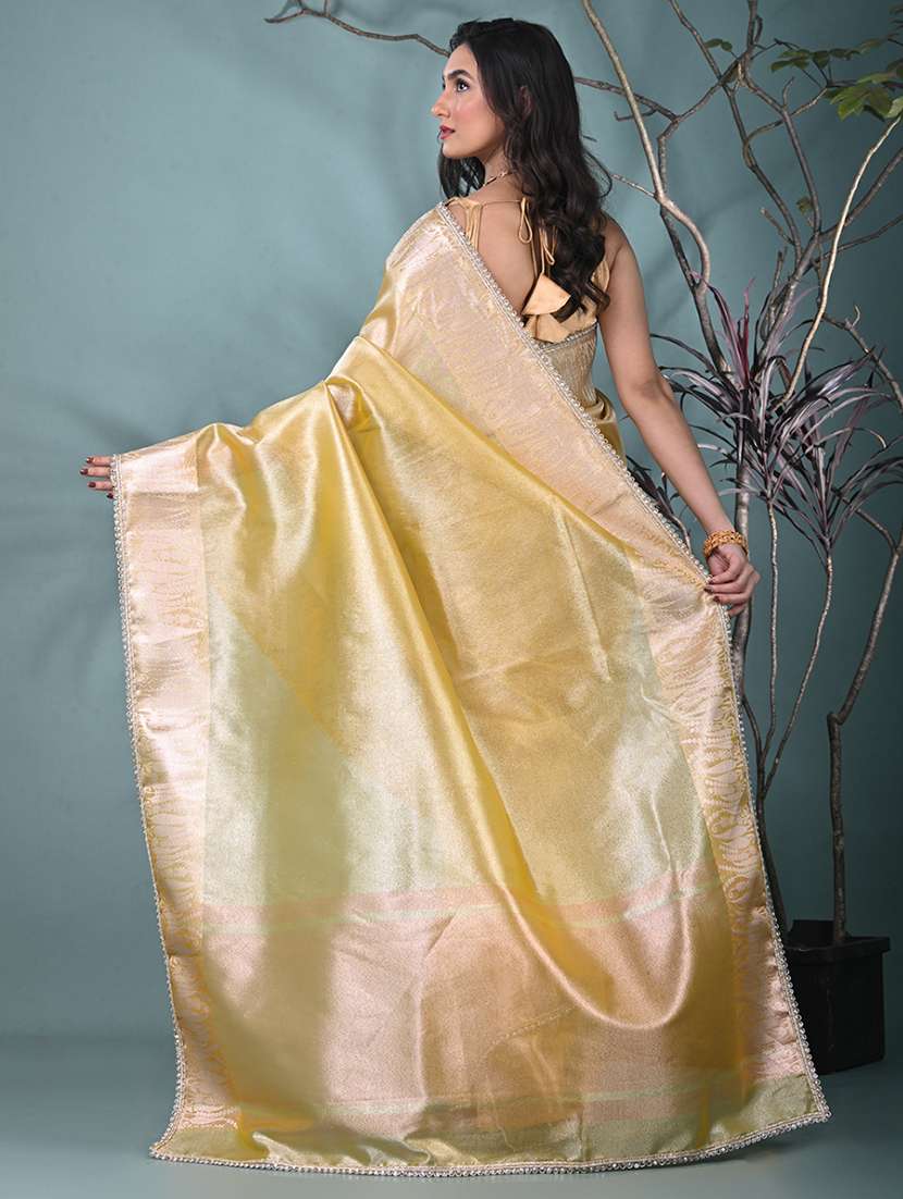 women solid with bordered saree with blouse - 22312729 -  Standard Image - 3