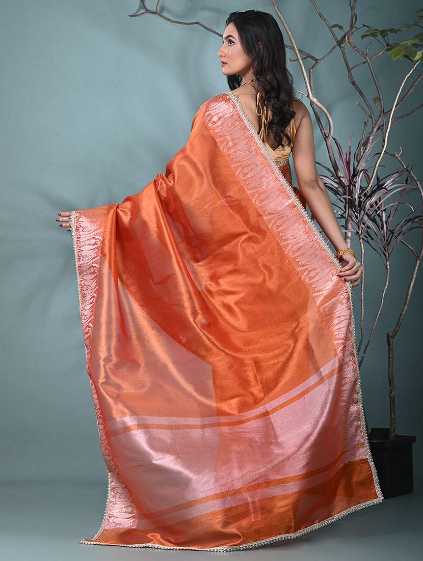 women solid with bordered saree with blouse - 22312730 -  Standard Image - 3