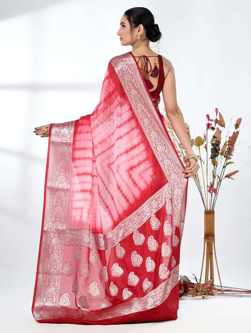 women tie & dye printed saree with blouse - 22312747 -  Standard Image - 3