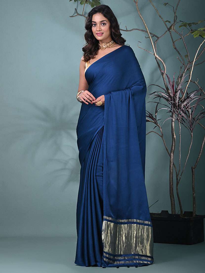 women solid plain saree with blouse