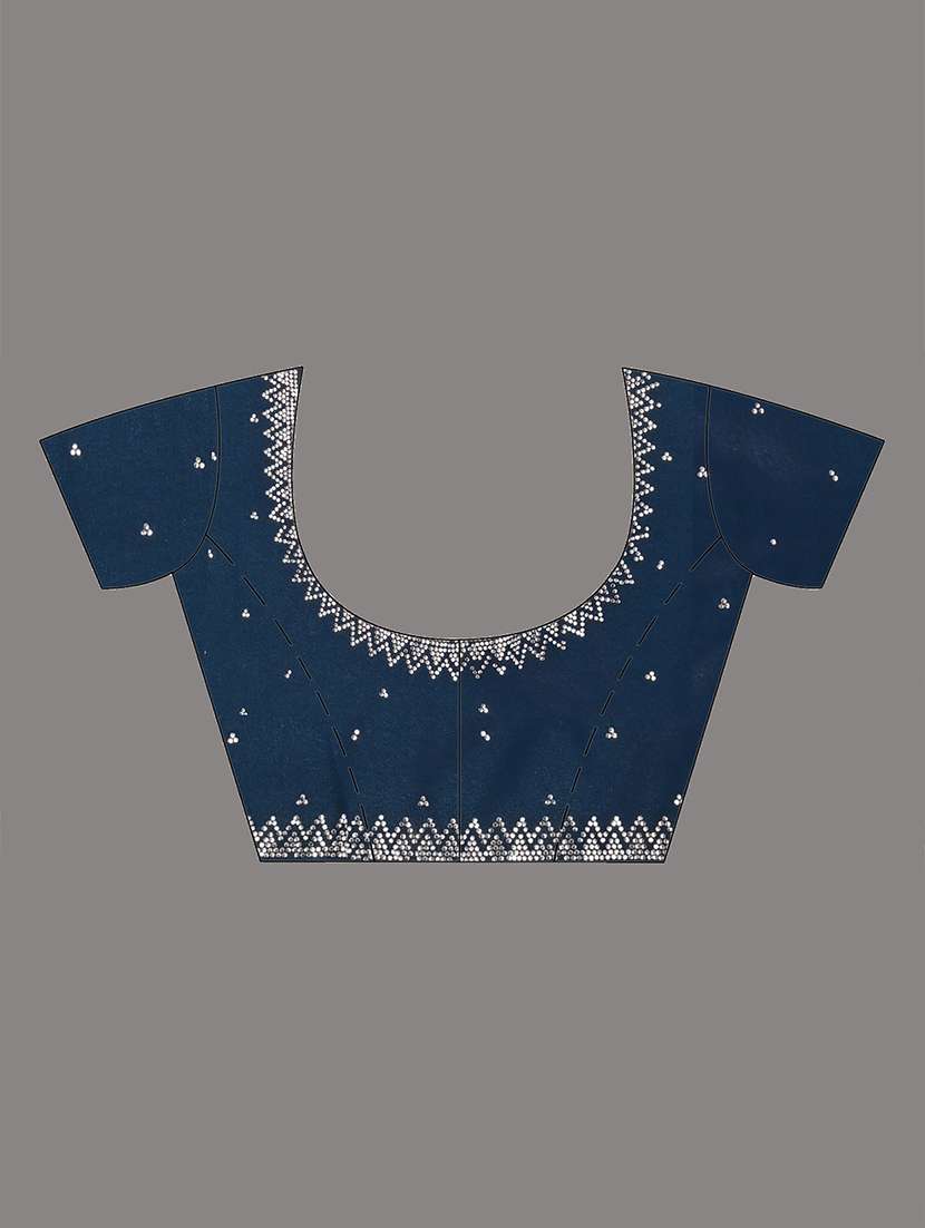 women solid with embellished bordered saree with blouse - 22312778 -  Standard Image - 5