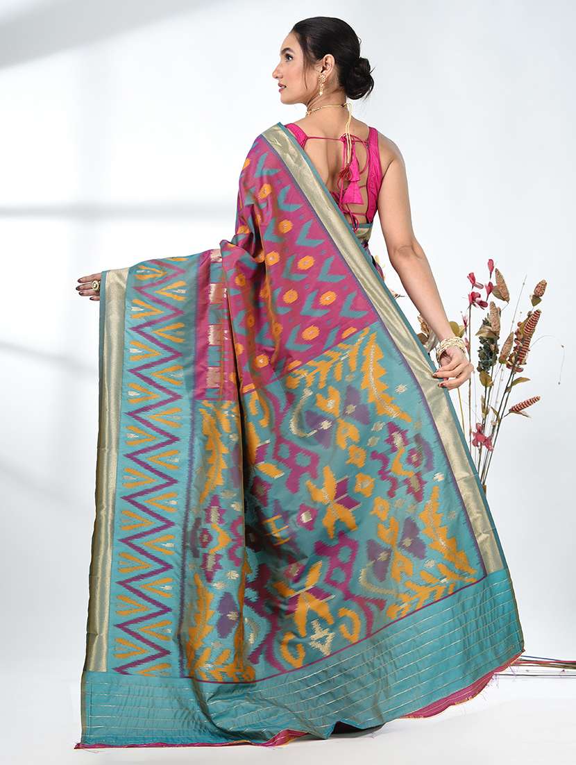 women ikat pochampalli saree with blouse - 22312797 -  Standard Image - 3