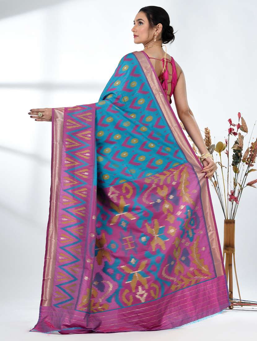 women ikat pochampalli saree with blouse - 22312798 -  Standard Image - 3