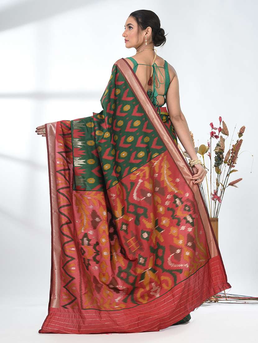 women ikat pochampalli saree with blouse - 22312799 -  Standard Image - 3
