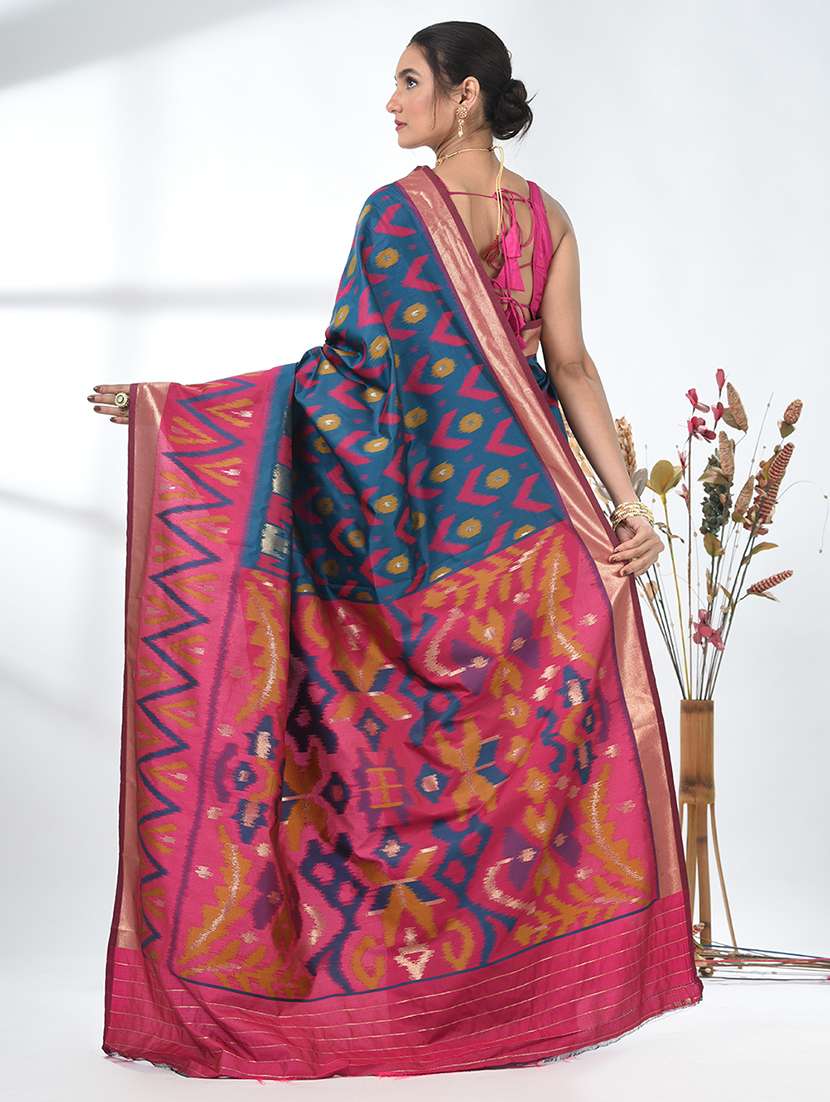 women ikat pochampalli saree with blouse - 22312800 -  Standard Image - 3