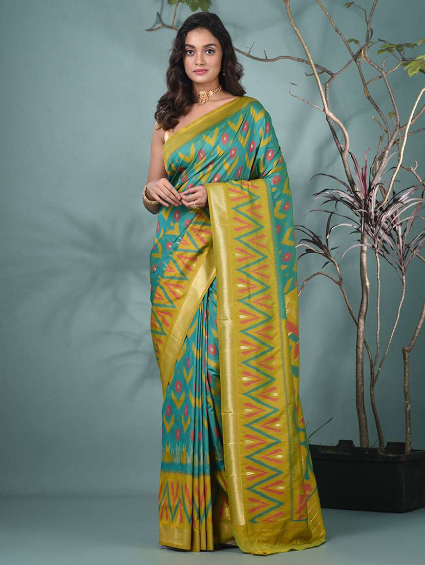 women ikat pochampalli saree with blouse