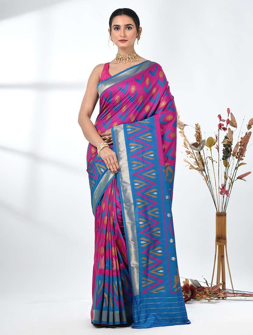 women ikat pochampalli saree with blouse