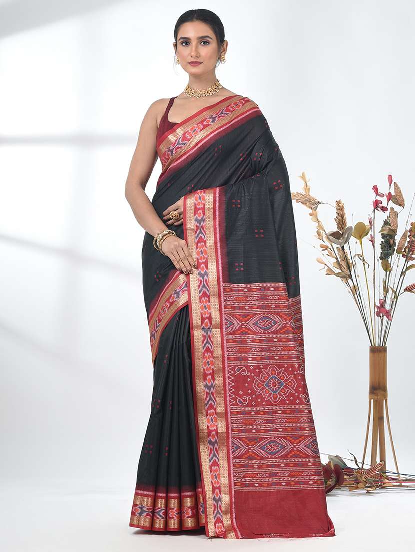 women self design tussar saree with blouse