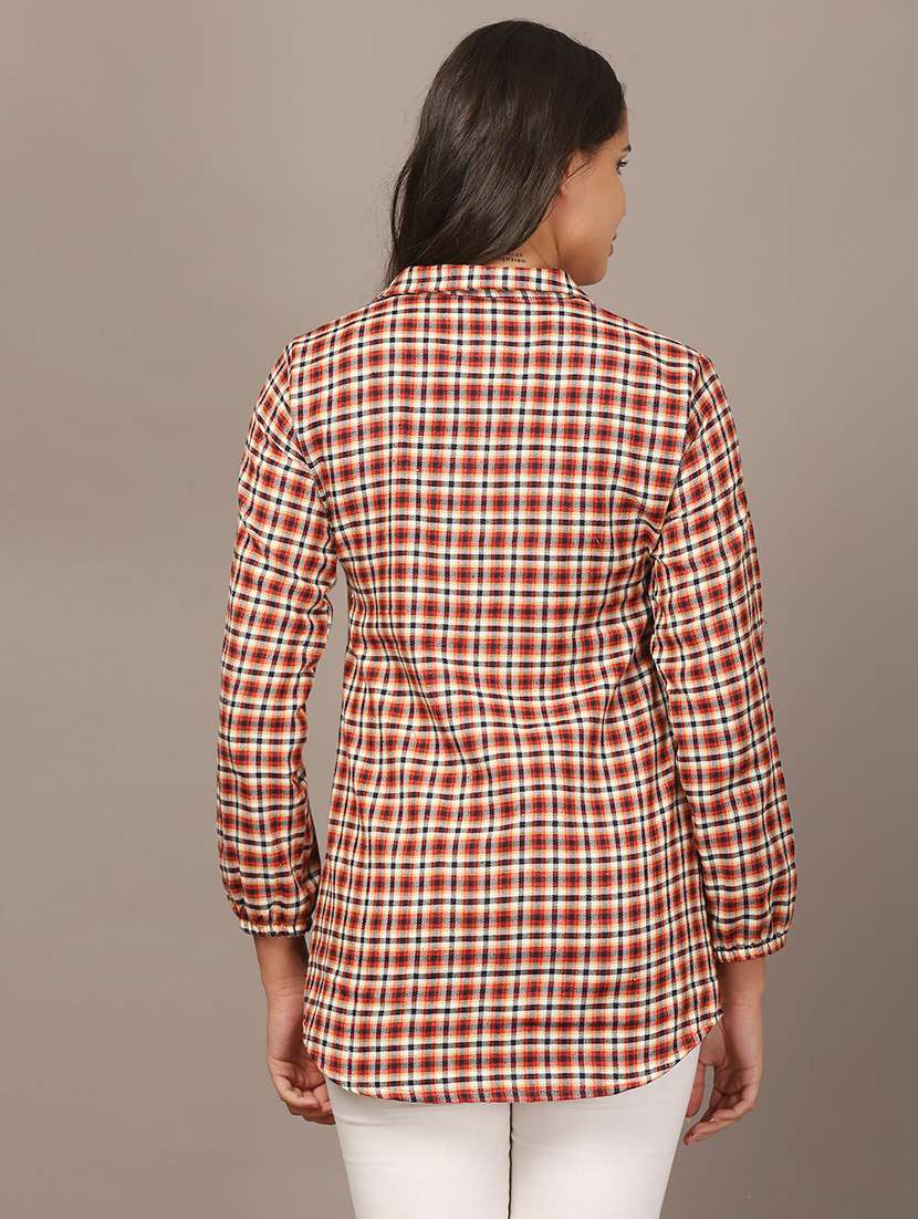 women checkered collared long sleeve shirt - 22312843 -  Standard Image - 3