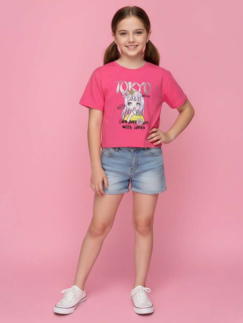 girls printed short sleeve tee