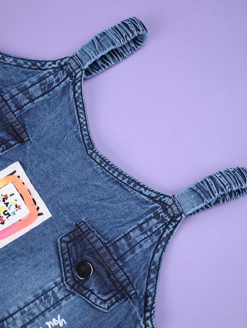 girls solid denim top and short set - 22313245 -  Standard Image - 3