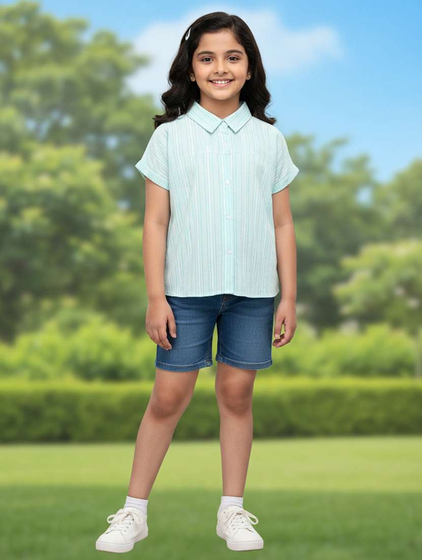 sea green cotton shirts top