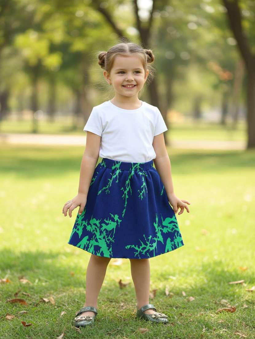 blue cotton flared skirt