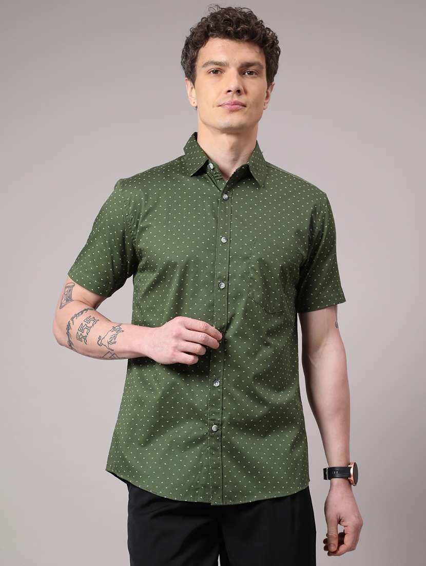 green cotton casual shirt