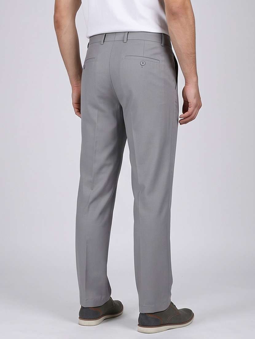 Men Solid Mid Rise Flat Front Formal Trouser - 22313539 -  Standard Image - 3