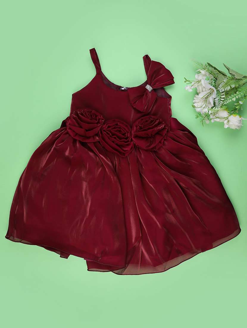 girls self designed sleeveless flared frock