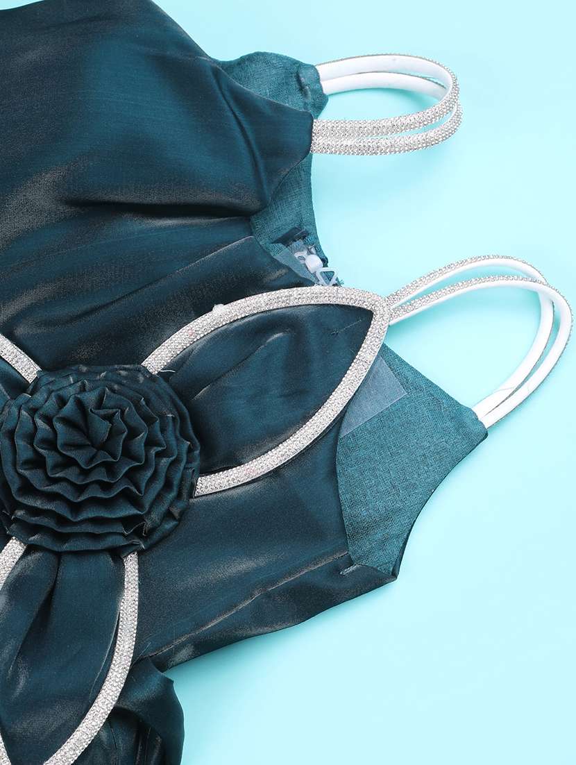 girls self designed sleeveless flared frock - 22313656 -  Standard Image - 3