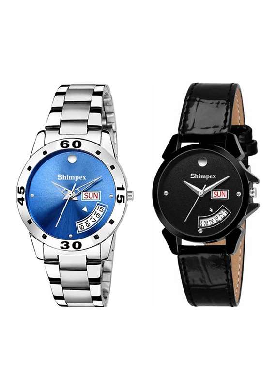 classic edge analog watch set of 2 