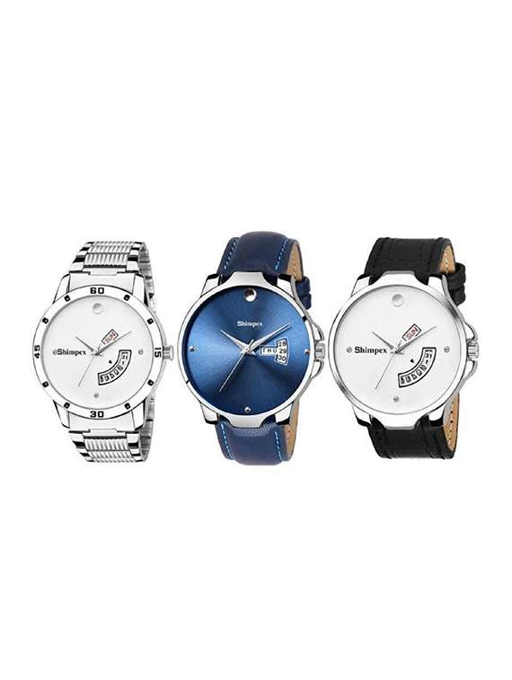  classic edge analog watch set of 3