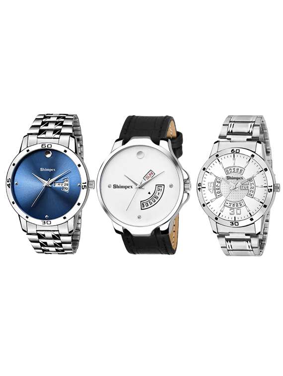  classic edge analog watch set of 2