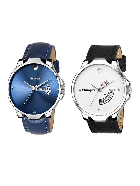  classic edge analog watch set of 2