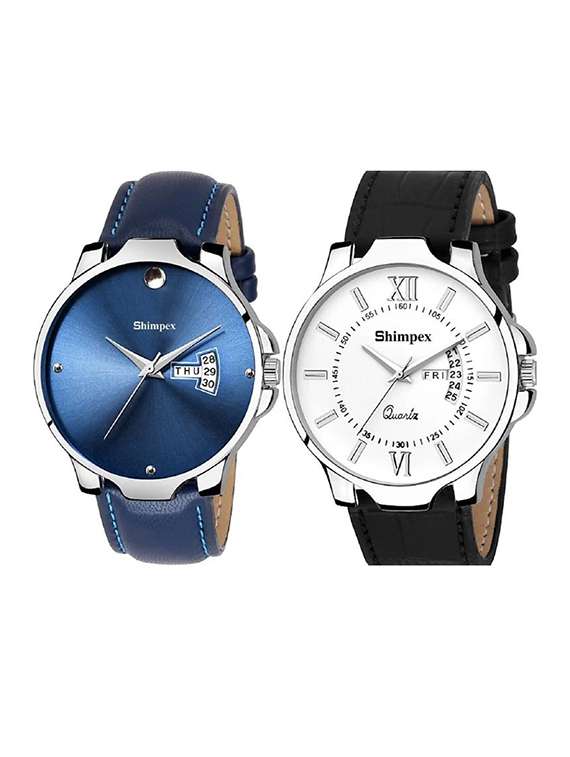  classic edge analog watch set of 2