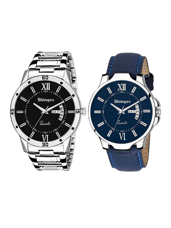 men pack of 2 classic edge analog watch 