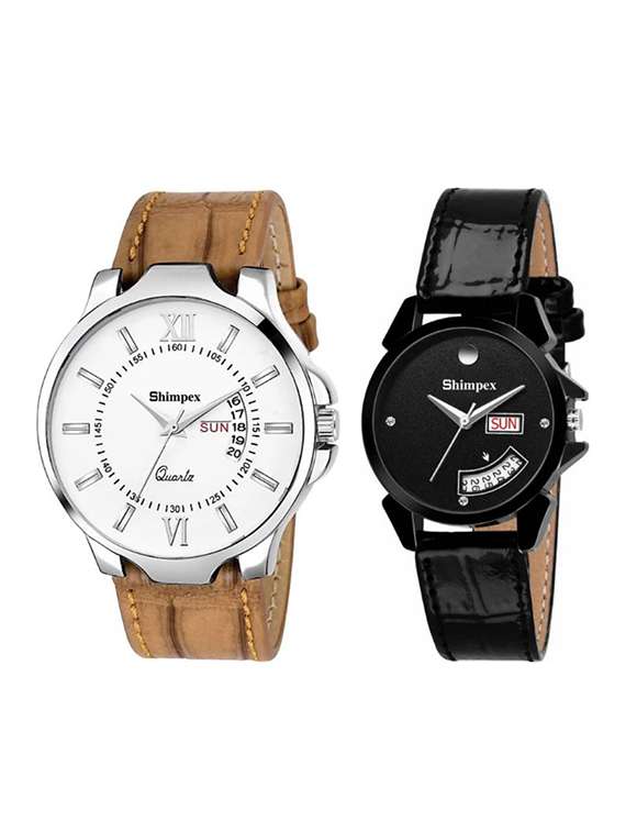 classic edge analog couple watch 