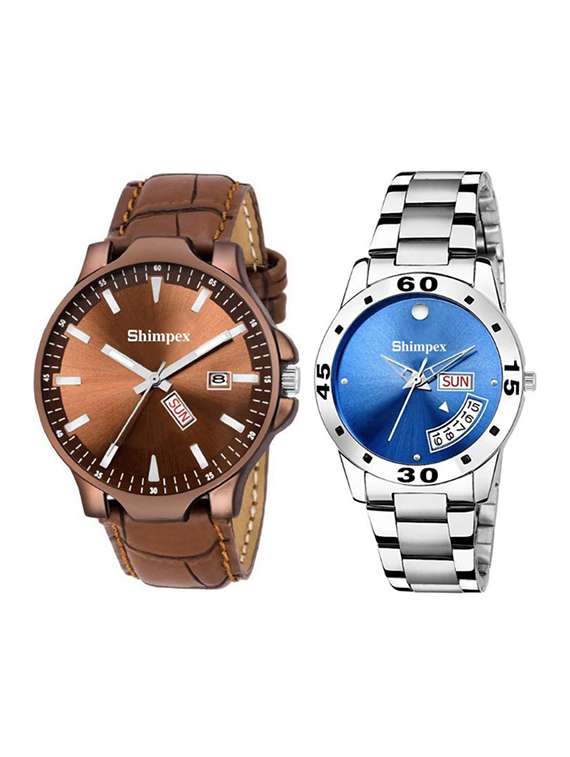 classic edge analog couple watch 