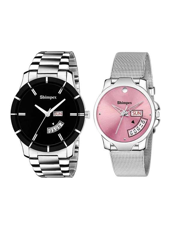 classic edge analog couple watch 