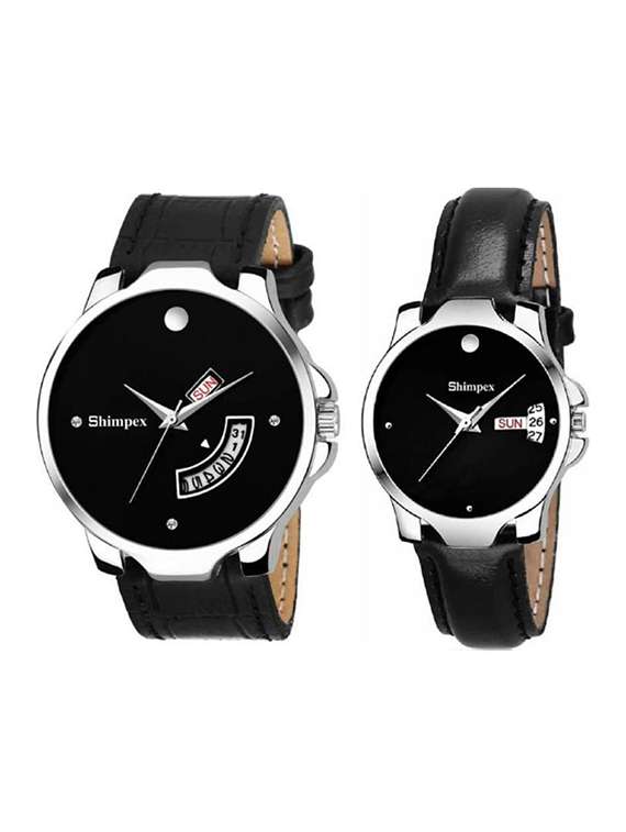 classic edge analog couple watch 
