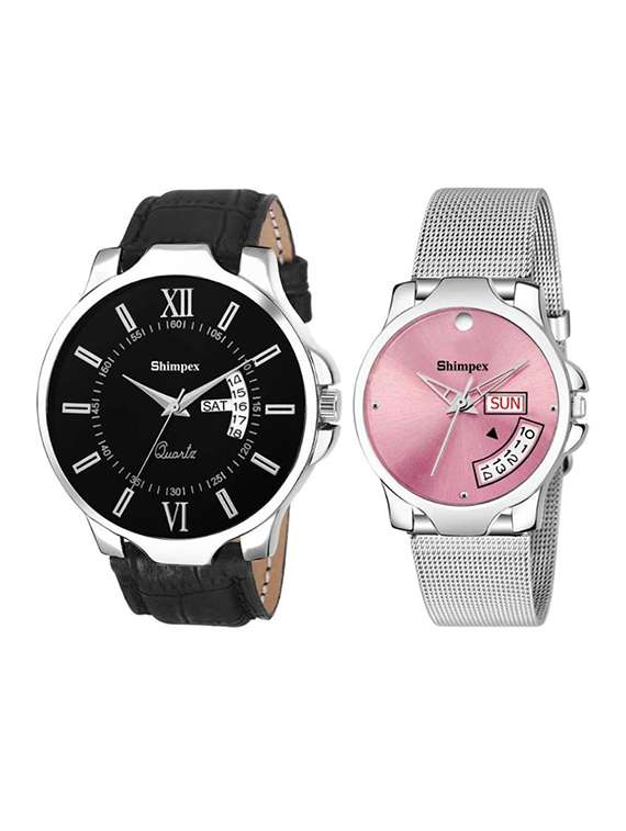classic edge analog couple watch 