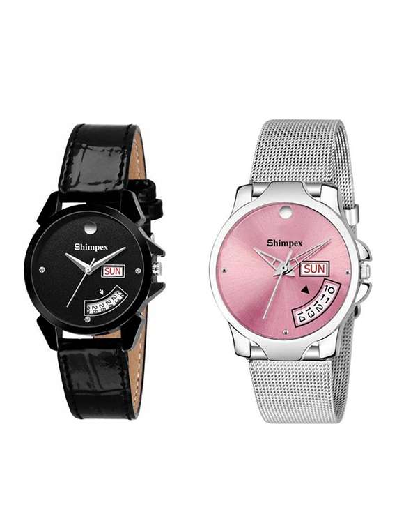 classic edge analog couple watch 