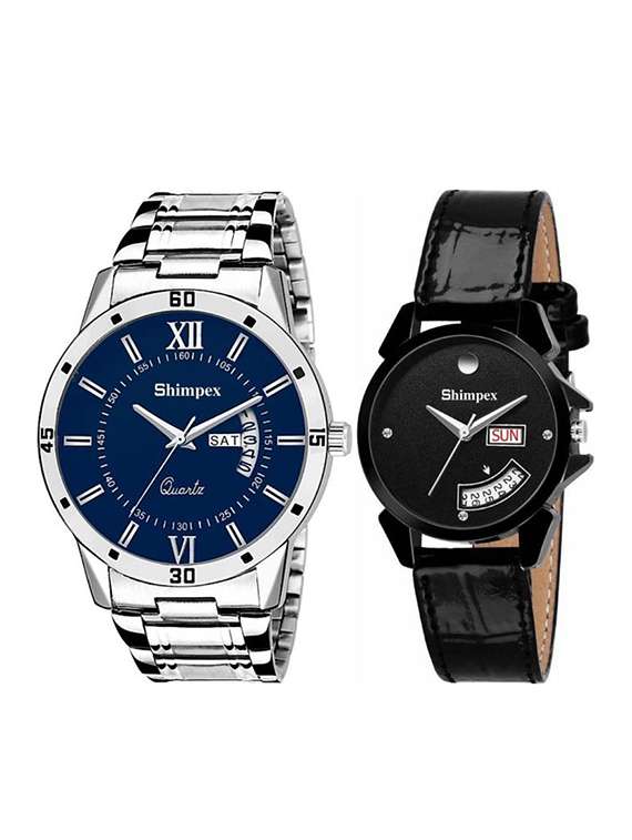 classic edge analog couple watch 