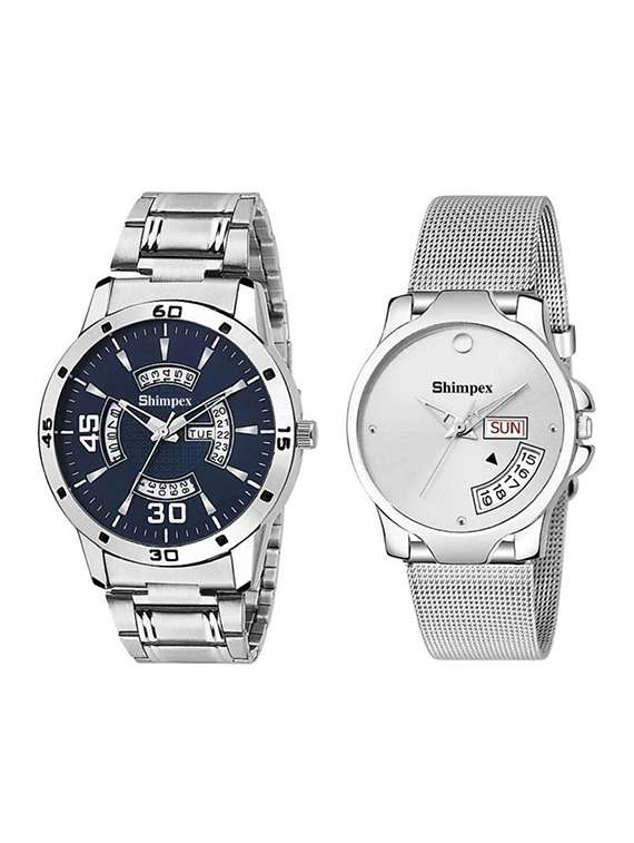 classic edge analog couple watch 
