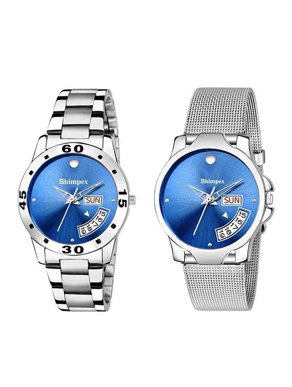 classic edge analog watch set of 2 