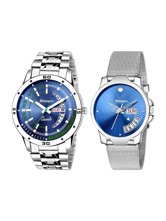 classic edge analog couple watch 