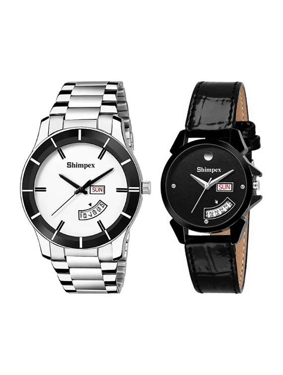 classic edge analog couple watch 