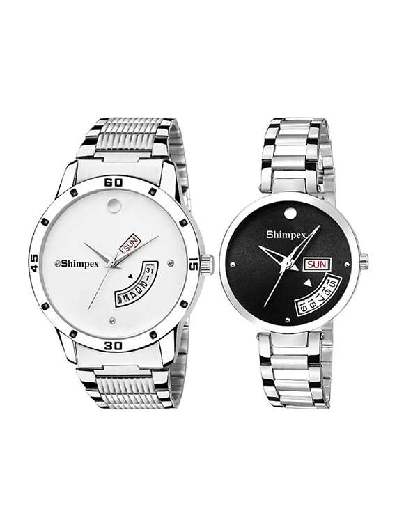 classic edge analog couple watch 
