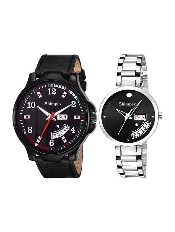  classic edge analog watch set of 2