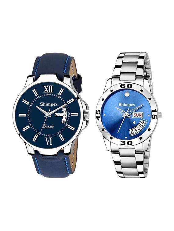  classic edge analog watch combo