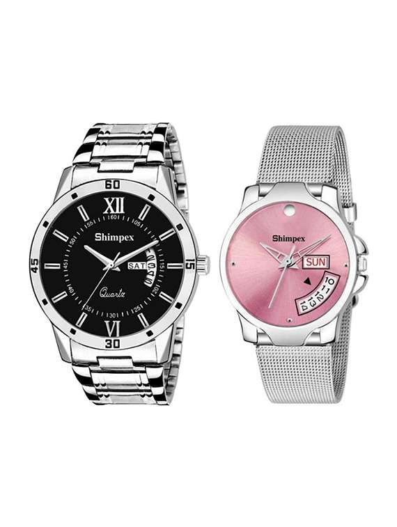 classic edge analog couple watch 