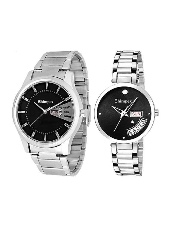 classic edge analog couple watch 