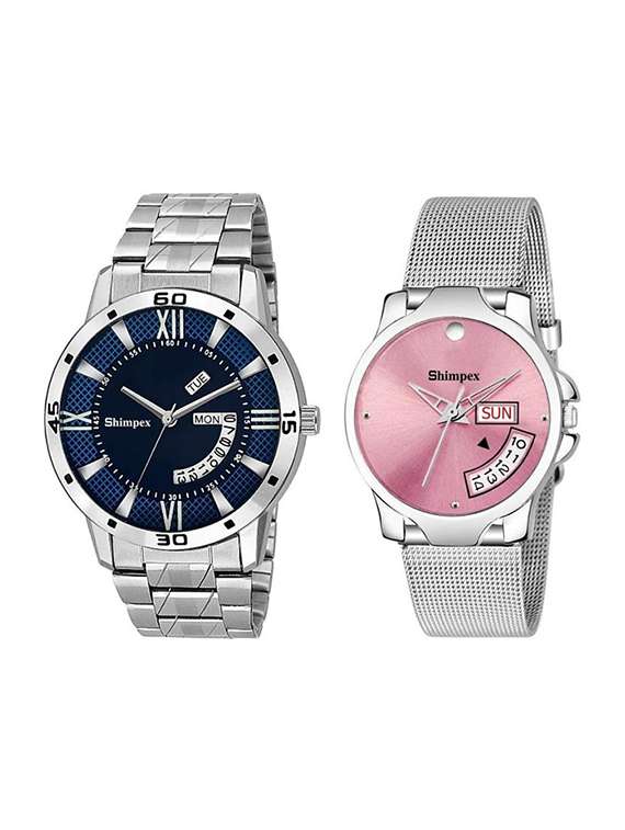classic edge analog watch set of 2 