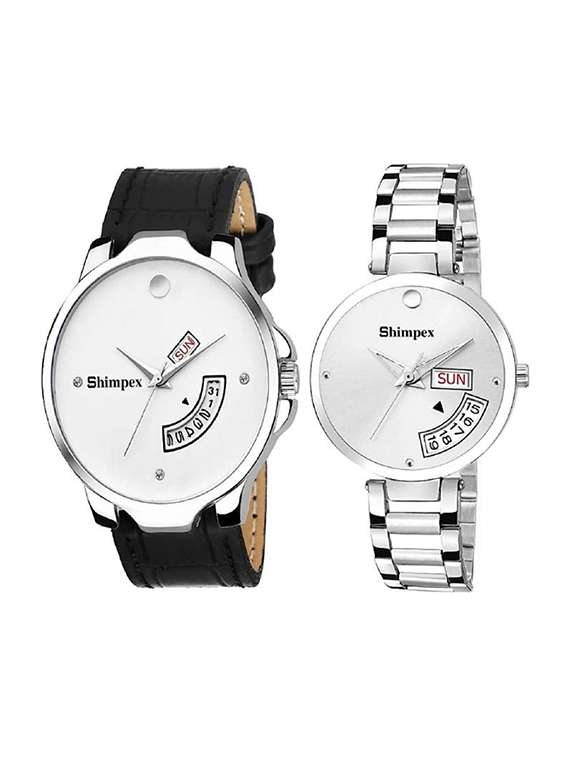 classic edge analog watch set of 2 