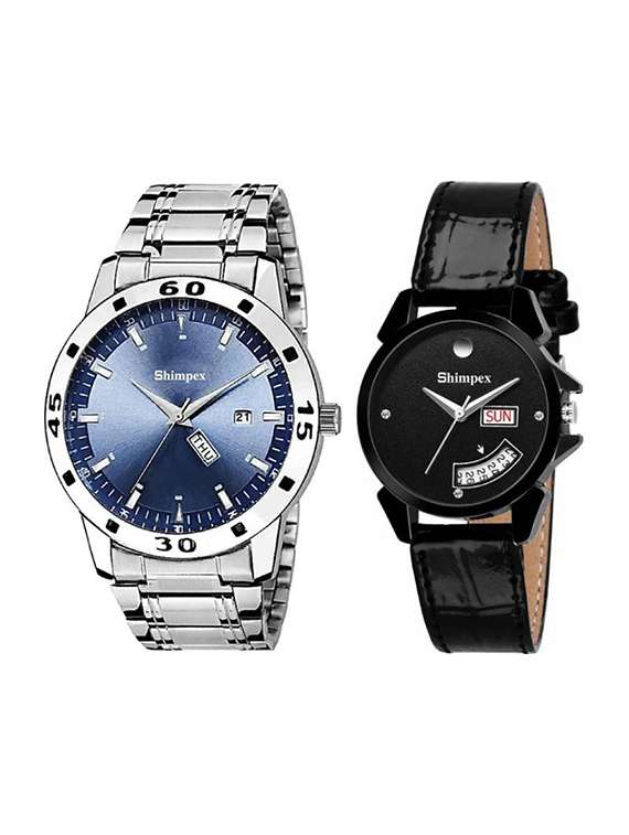 classic edge analog watch set of 2 