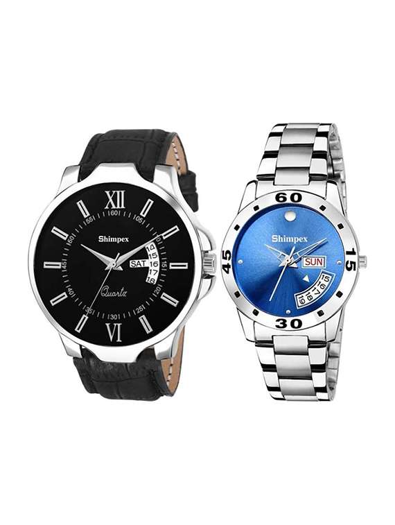 classic edge analog watch set of 2 
